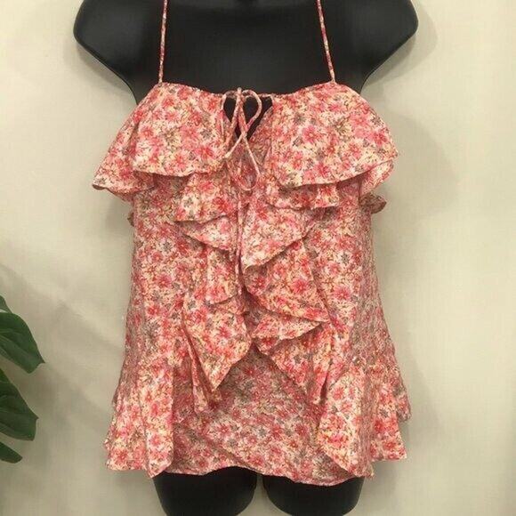 Y2K Silk Fairy Top Floral Ruffle Camisole Dainty Banana Republic XS - Picture 6 of 10